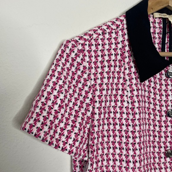 Maje Pink and Black Tweed Mini Dress 42 - Picture 9 of 12